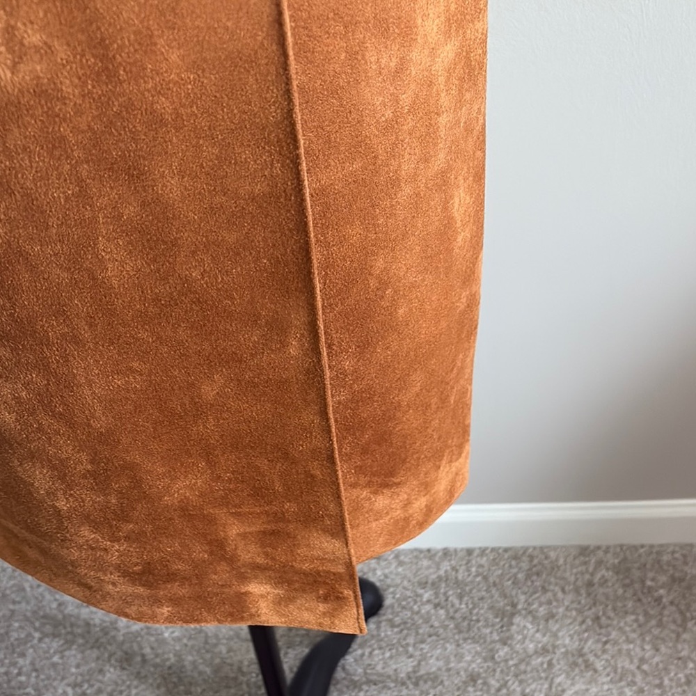 Elegant Suede Look Tan Dress - Picture 3 of 5